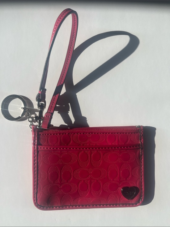 Coach Handbags - Coach Hot Pink Signature Wristlet Keyring Wallet